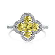 5A 8A Yellow Zircon Designed Wedding Silver Rings