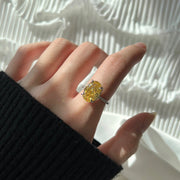 5A 8A Yellow Zircon Designed Silver Rings