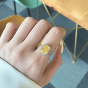 5A 8A Yellow Zircon Designed Silver Rings