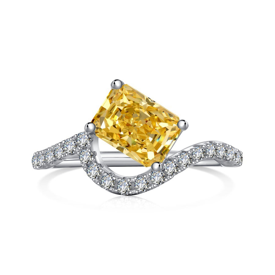 5A 8A Yellow Zircon Designed Silver Rings