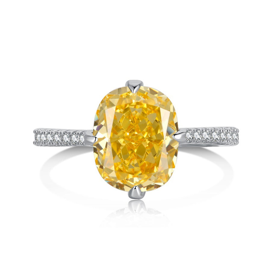 5A 8A Yellow Zircon Designed Silver Rings