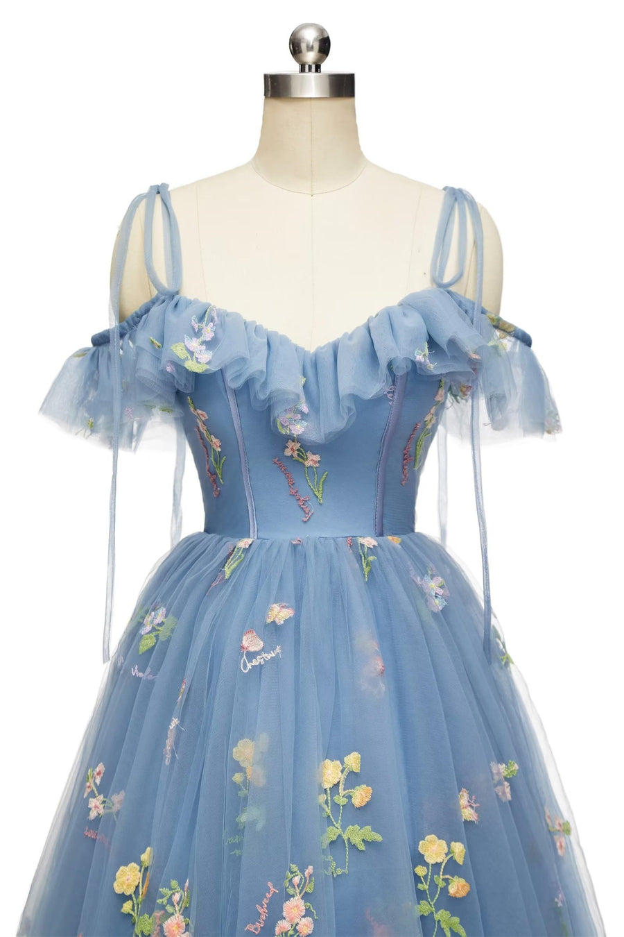 Blue Floral Ruffle A-line Homecoming Dress – Ohmollydress Blue Floral Ruffle A-line Homecoming Dress – Ohmollydress
