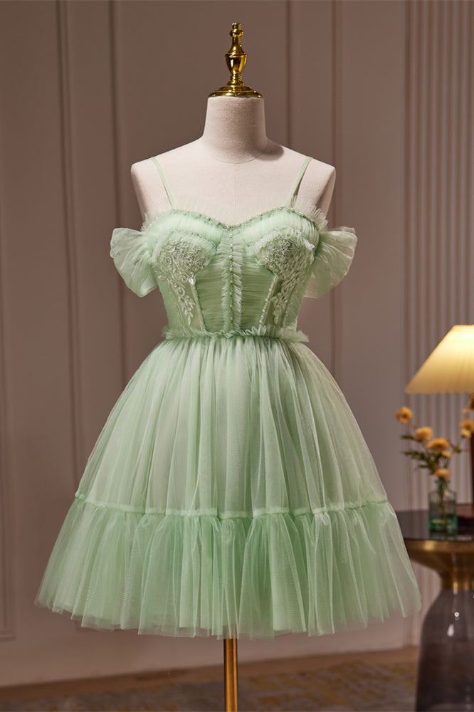 Sage Green Off the Shoulder Short Princess Dress
