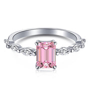 5A Pink Zircon Silver Rings