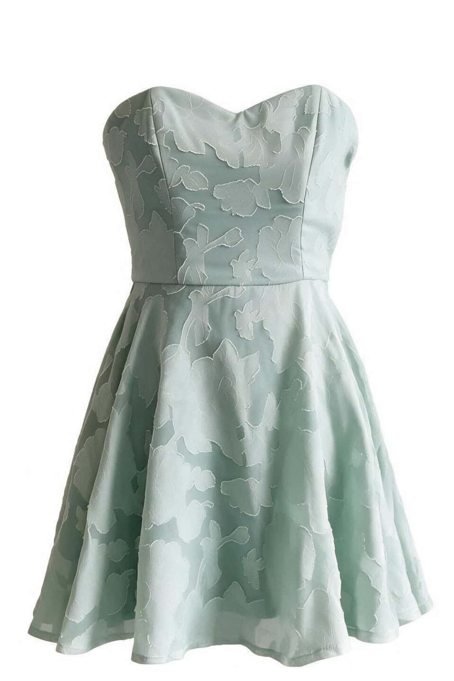 Strapless Mint Green Jacquard Short Dress