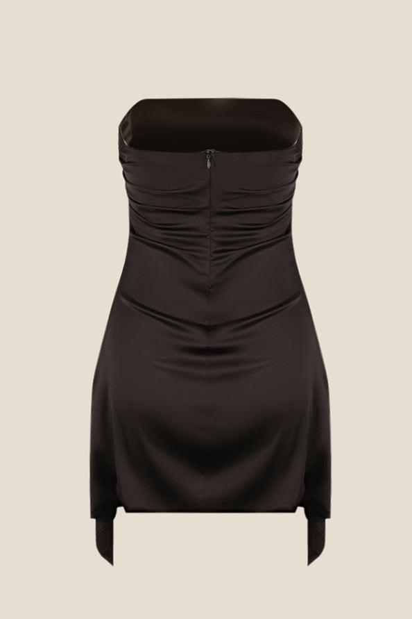 Strapless Black Ruched Short Homecoming Dress Ohmollydress Strapless Black Ruched Short Homecoming Dress Ohmollydress