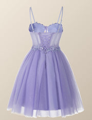 Lavender Corset A-line Short Homecoming Dress