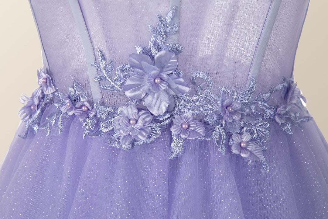 Straps Lavender Sequins Corset Layered Homecoming Dress main image 1