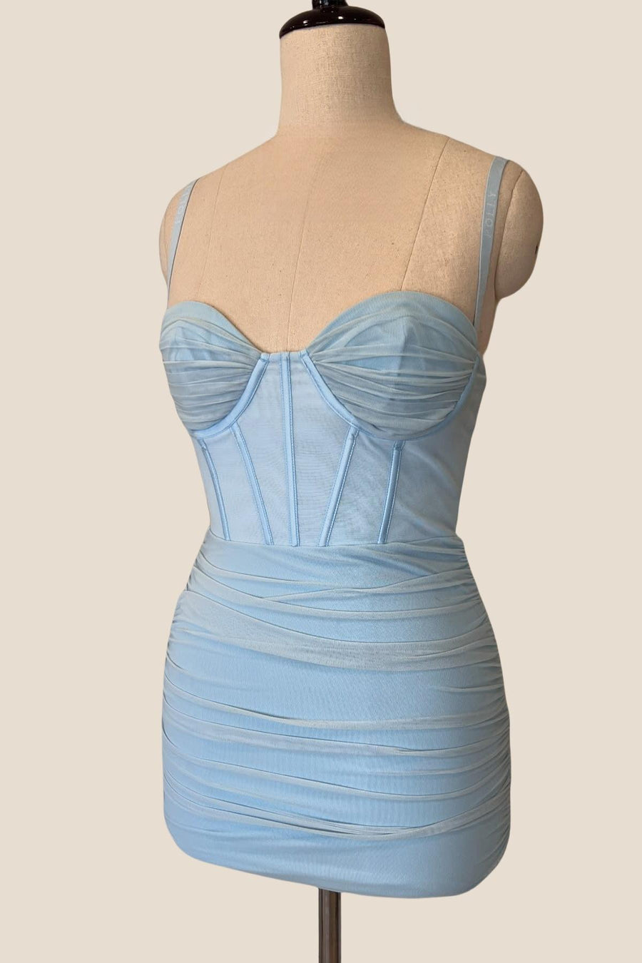 Light Blue Corset Ruched Tight Mini Dress – Ohmollydress