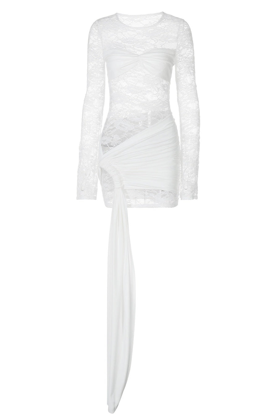 Sexy Red Sheer Lace Twist Tight Short Dress