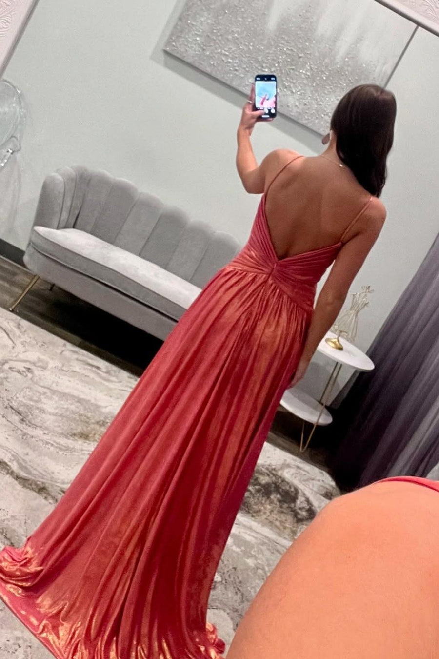 Twist Fuchsia Metallic Pleated A-line Dress