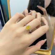 5A 8A Yellow Zircon Designed Silver Rings