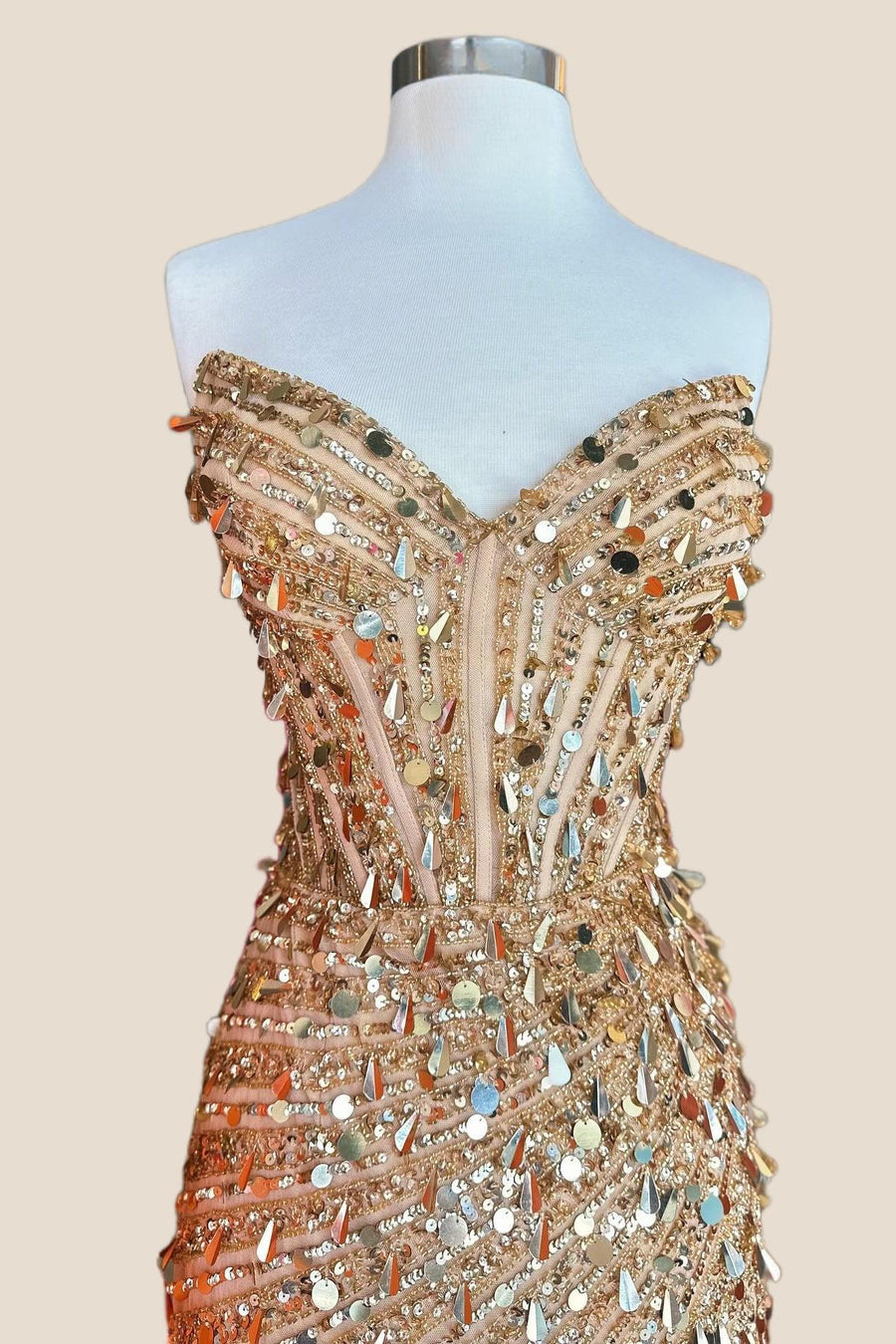 Straps Gold Sequin Corset Tight Mini Dress