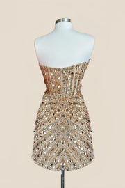 Straps Gold Sequin Corset Tight Mini Dress
