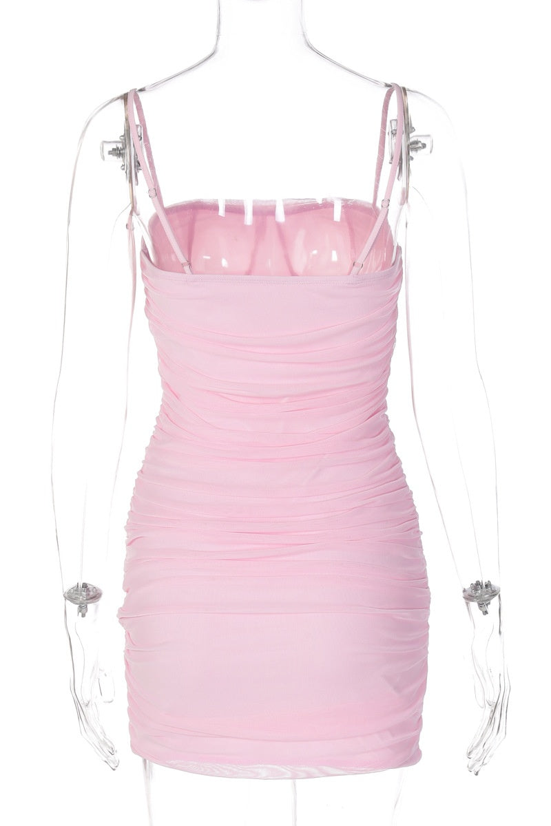 Pink Bodycon Mini Party Dress