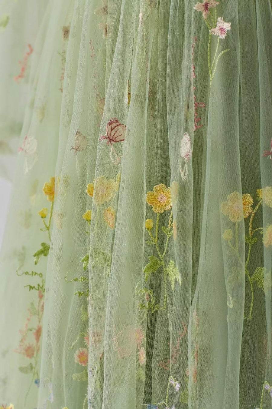 Green Floral Corset A-line Dress with Puff Sleeves Ohmollydress Green Floral Corset A-line Dress with Puff Sleeves Ohmollydress