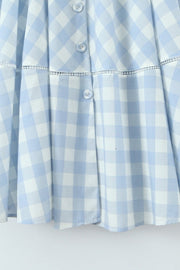 Light Blue Check Pattern A-line Dress