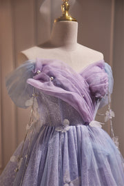 Off the Shoulder Lilac A-line Short Princess Dress