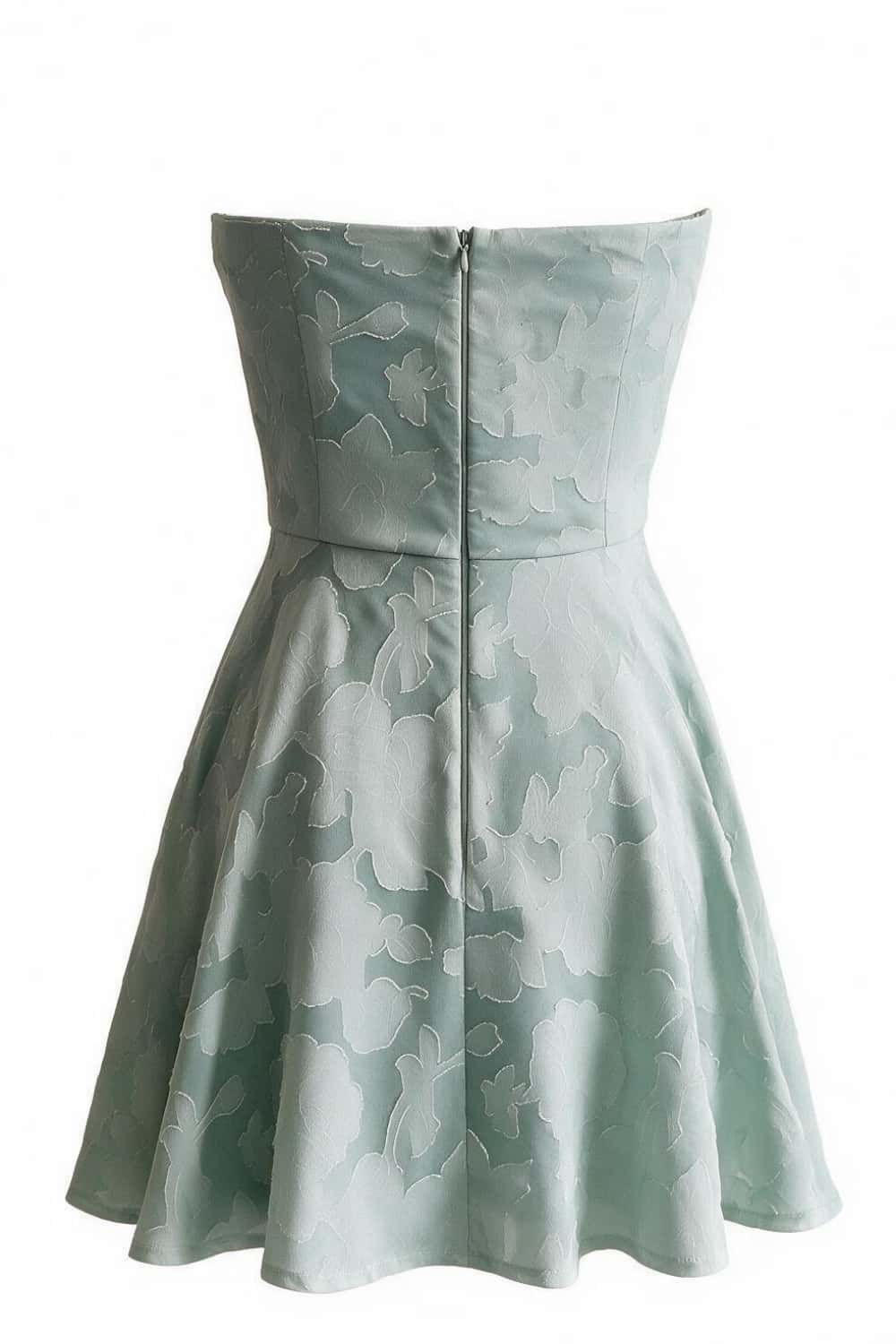 Strapless Mint Green Jacquard Short Dress