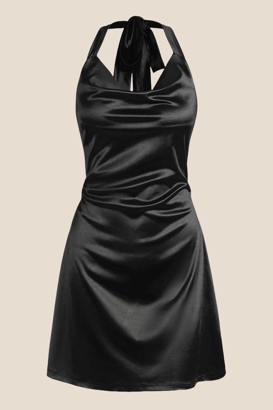 Navy Blue Cowl Neck Halter Soft Satin Mini Dress Ohmollydress Navy Blue Cowl Neck Halter Soft Satin Mini Dress Ohmollydress