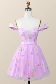 Short Champagne Floral A-line Princess Dress with Cap Sleeves