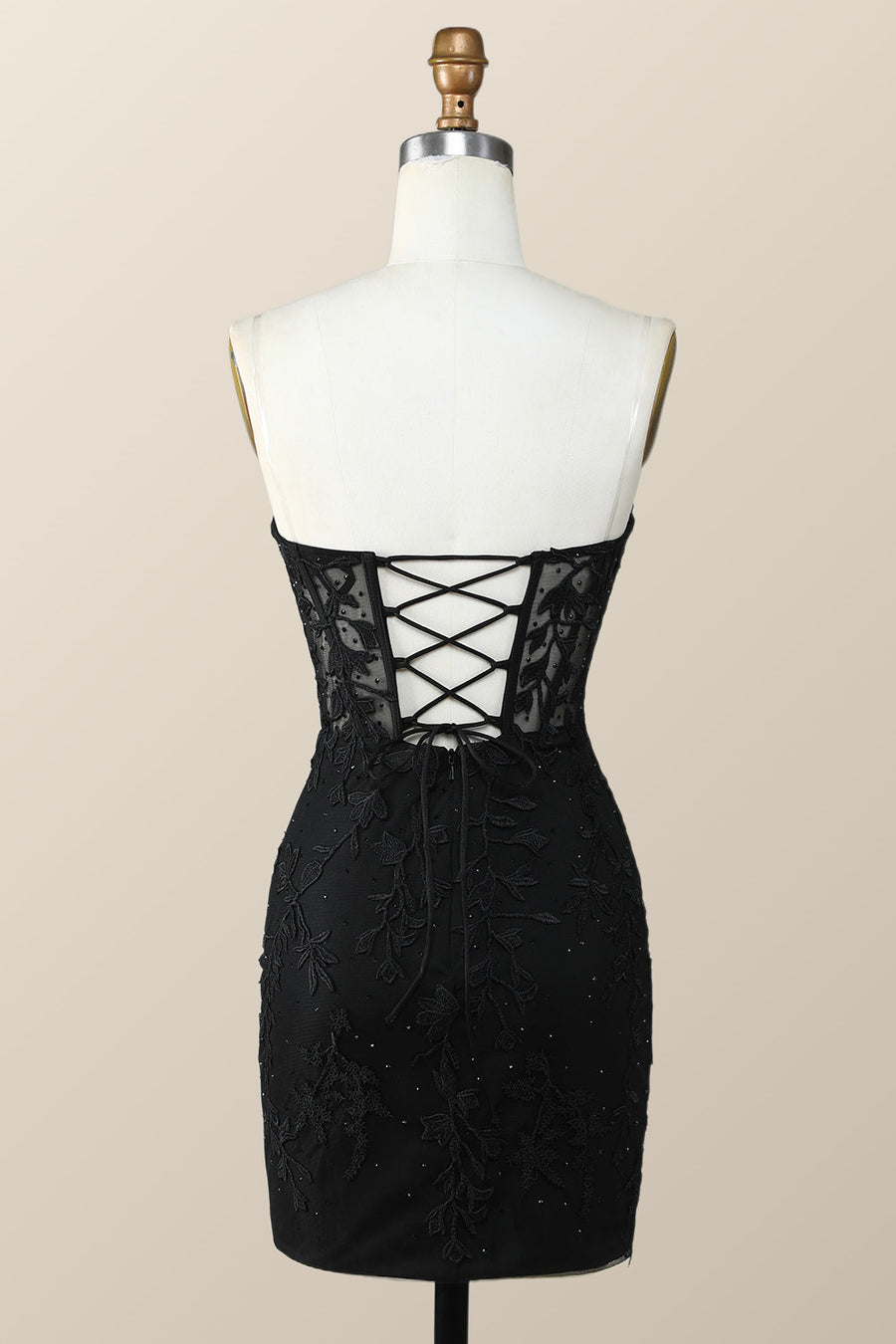 Sweetheart Black Lace Tight Mini Dress