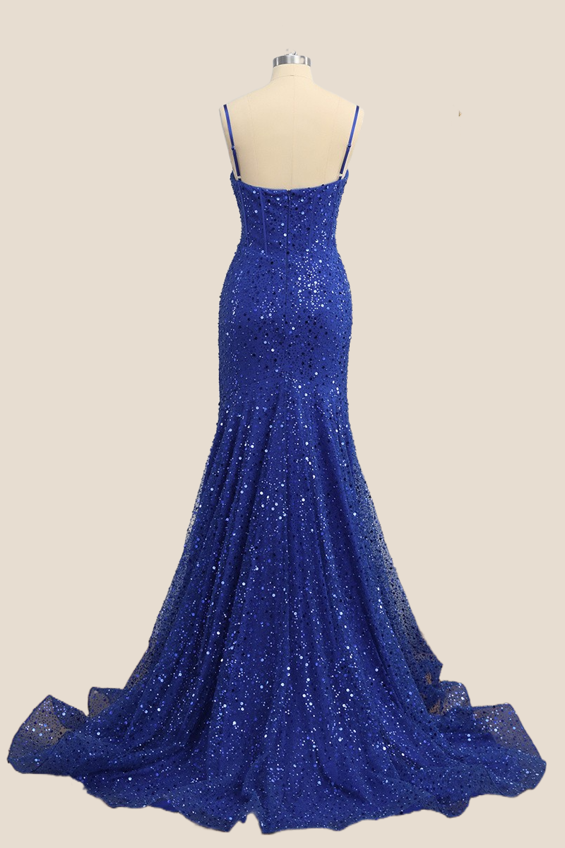 Royal Blue Sequin Mermaid Long Formal Dress
