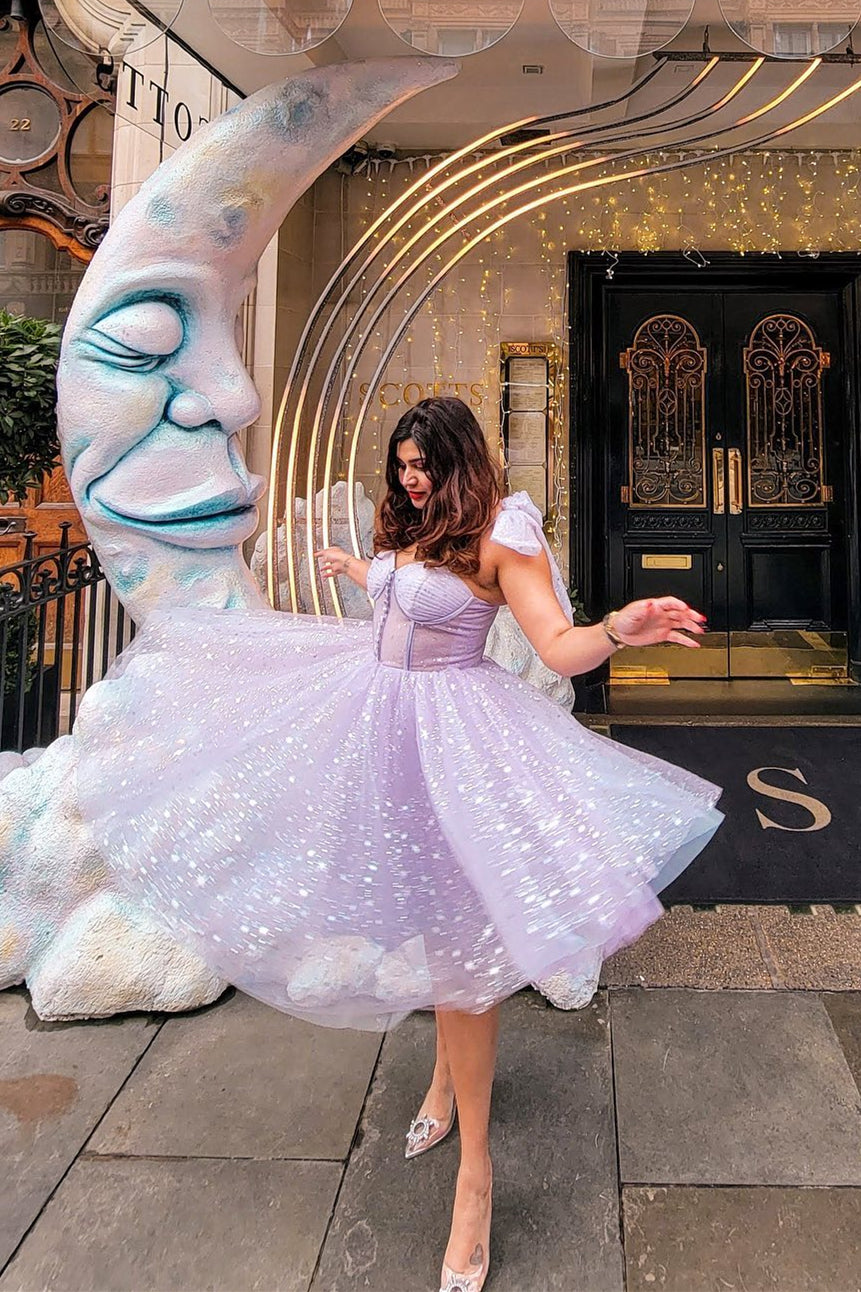 Blue Starry Corset Midi Dress with Buttons – Ohmollydress