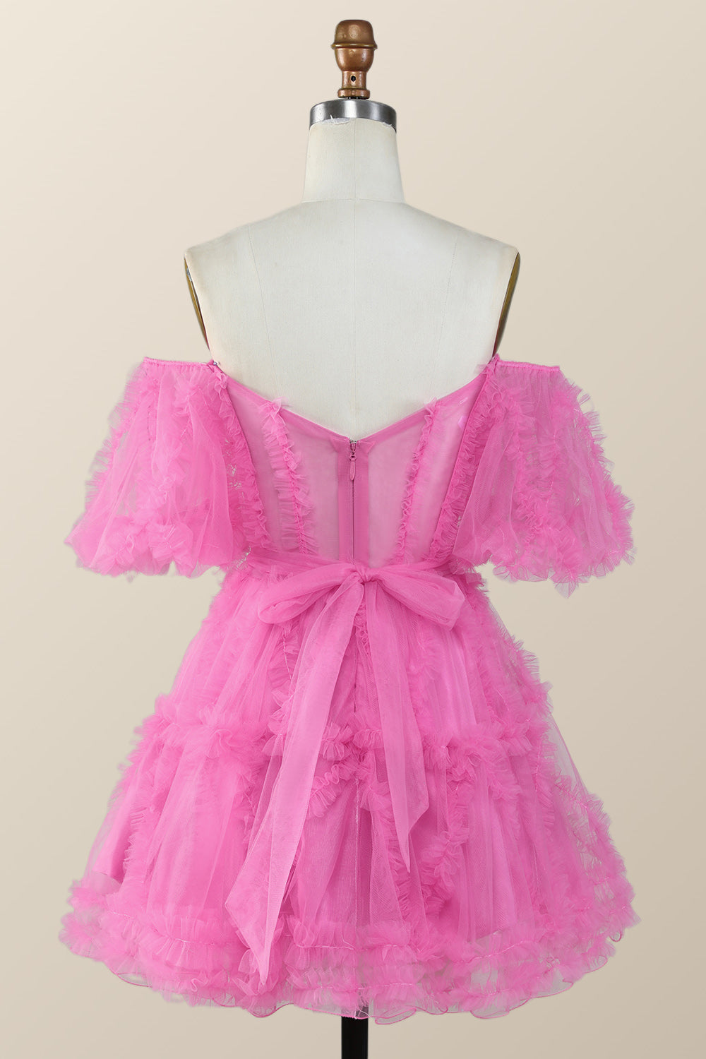 Off the Shoulder Hot Pink Ruffles Short A-line Homecoming Dress ...