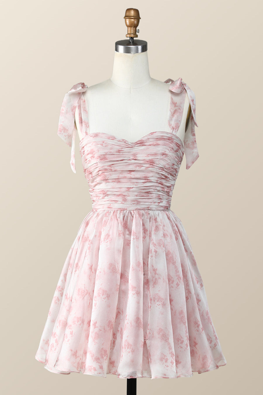 Princess Pink Floral Print A-line Short Dress