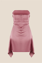 Strapless Pink Ruched Short Homecoming Dress