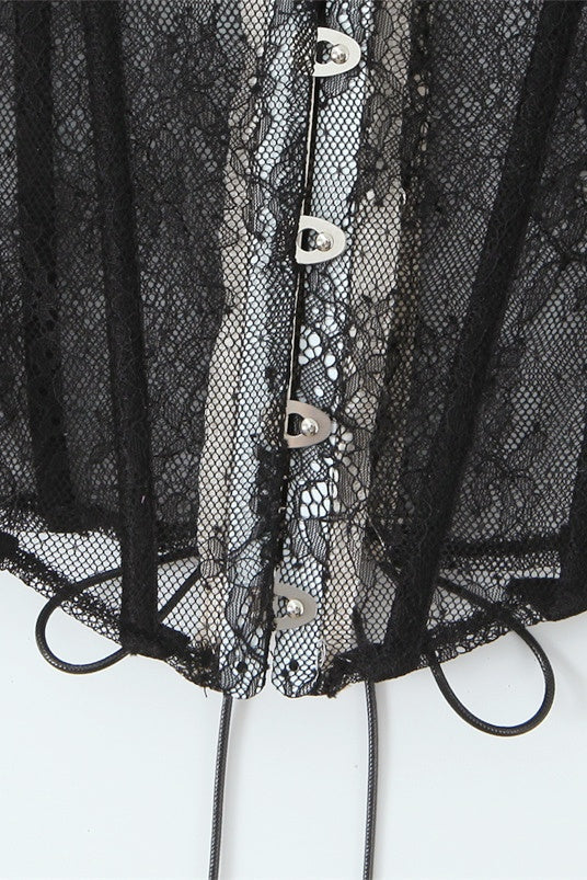 Black Lace Sweetheart Bandeau Top