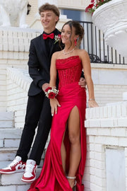 Strapless Pink Appliques Mermaid Long Dress