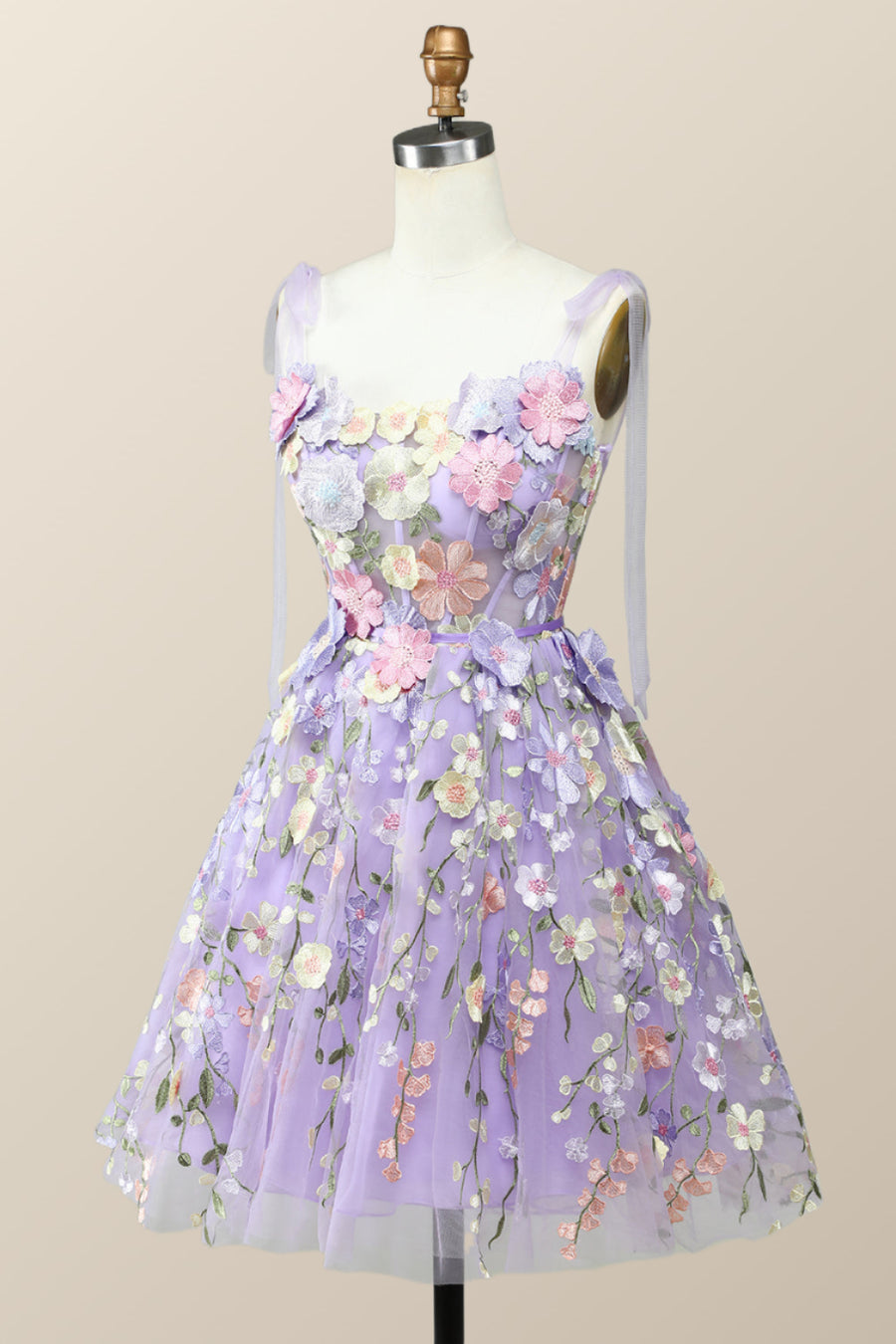 Lavender Floral Embroidered A-line Princess Dress Ohmollydress Lavender Floral Embroidered A-line Princess Dress Ohmollydress