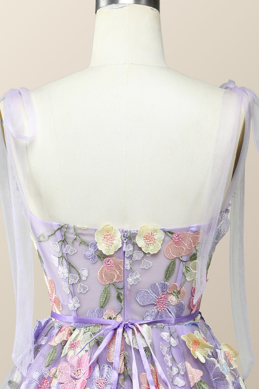 Lavender Floral Embroidered A-line Princess Dress