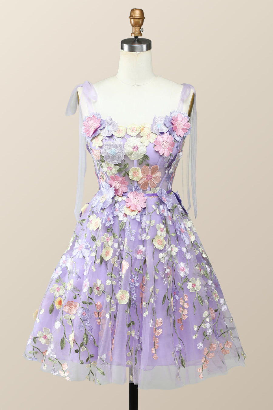 Lavender Floral Embroidered A-line Princess Dress Ohmollydress Lavender Floral Embroidered A-line Princess Dress Ohmollydress