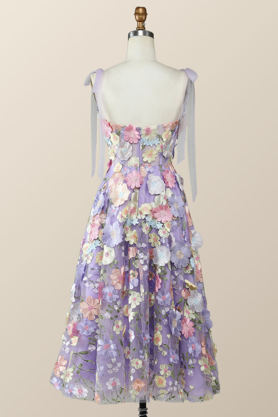 Straps Lavender 3D Flower Midi Dress Ohmollydress Straps Lavender 3D Flower Midi Dress Ohmollydress