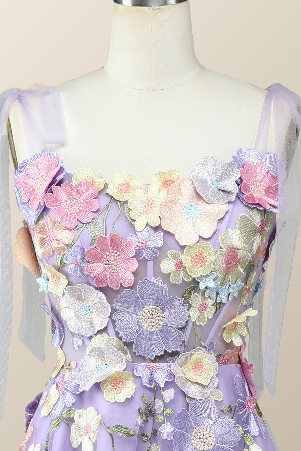Straps Lavender 3D Flower Midi Dress – Ohmollydress