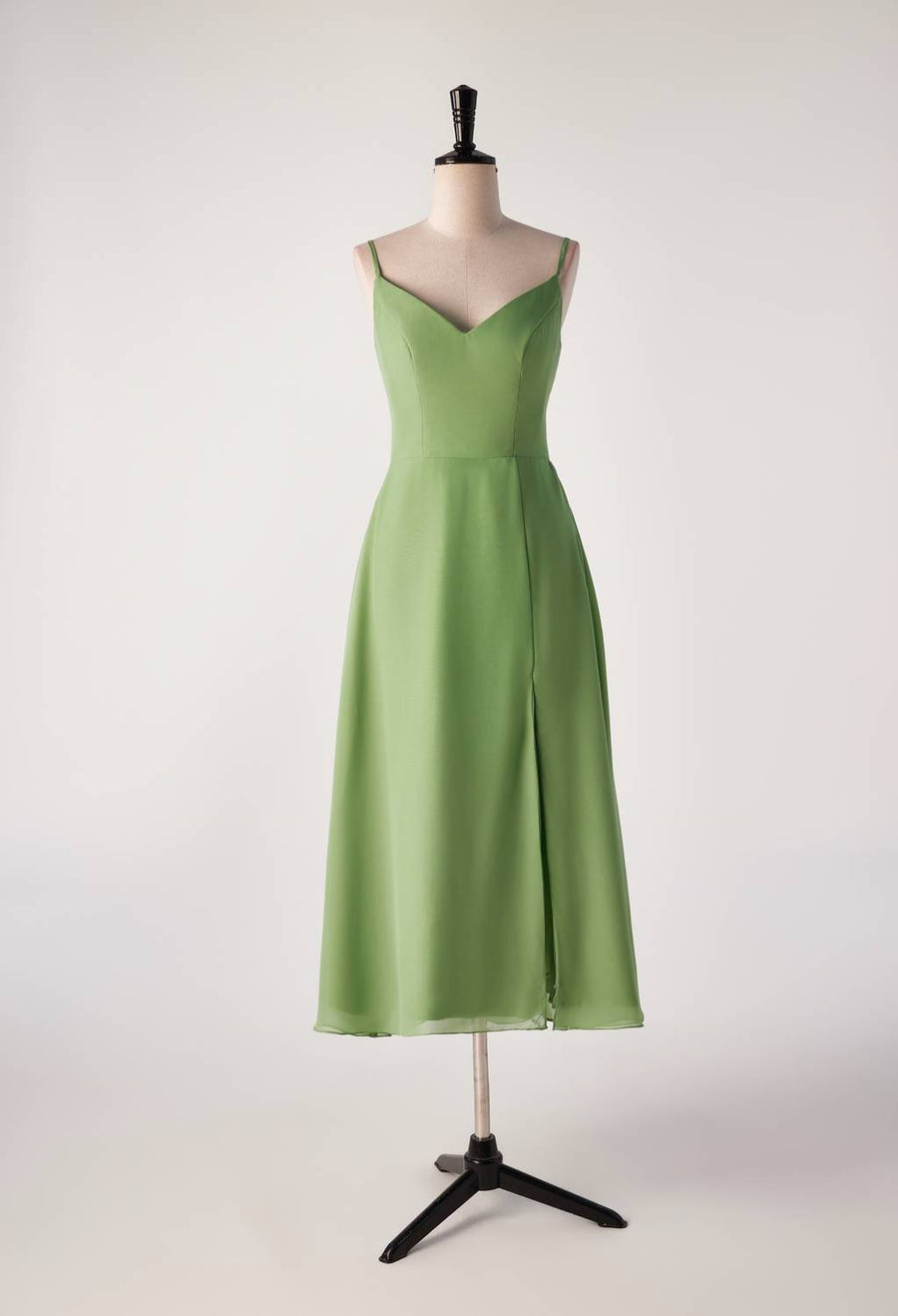Matcha Green Straps Tea Length Bridesmaid Dress Ohmollydress Matcha Green Straps Tea Length Bridesmaid Dress Ohmollydress