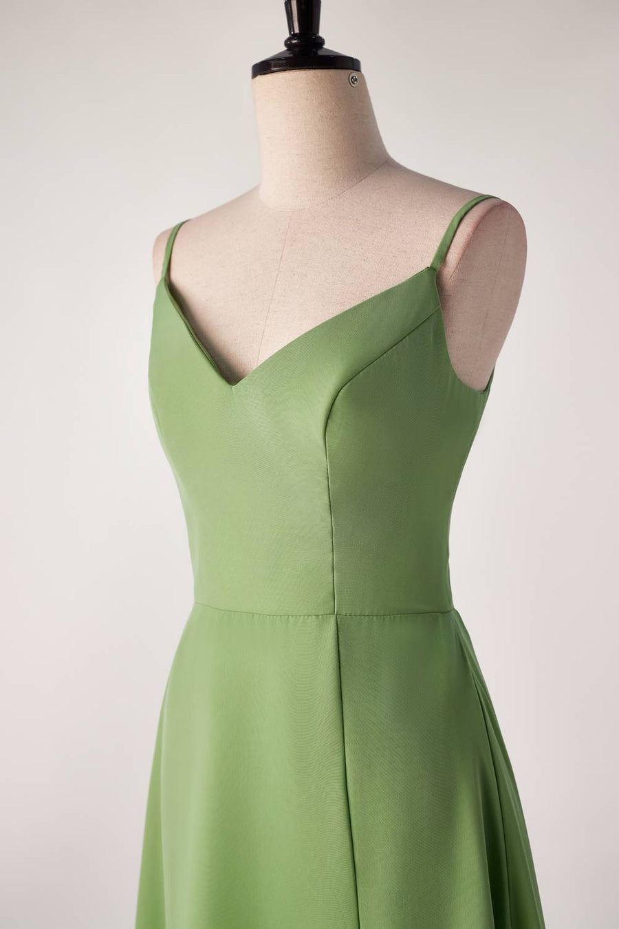 Matcha Green Straps Tea Length Bridesmaid Dress Ohmollydress Matcha Green Straps Tea Length Bridesmaid Dress Ohmollydress
