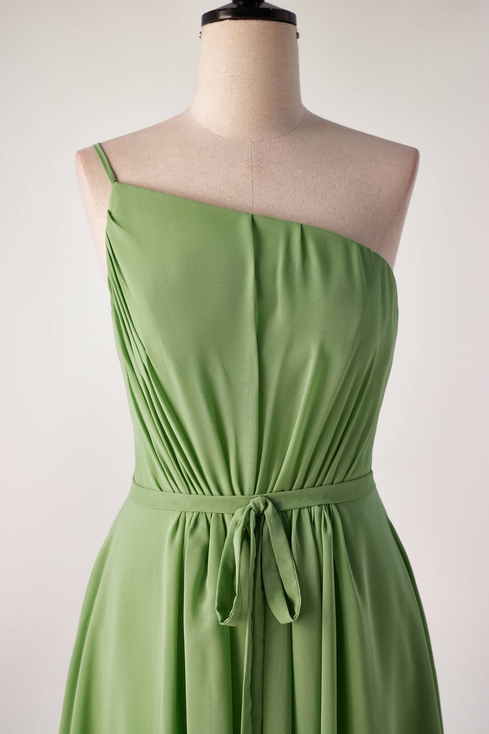 One Shoulder Matcha Green Long Bridesmaid Dress With Sash 114 00 one-shoulder-matcha-green-long-bridesmaid-dress-with-sash-114-00