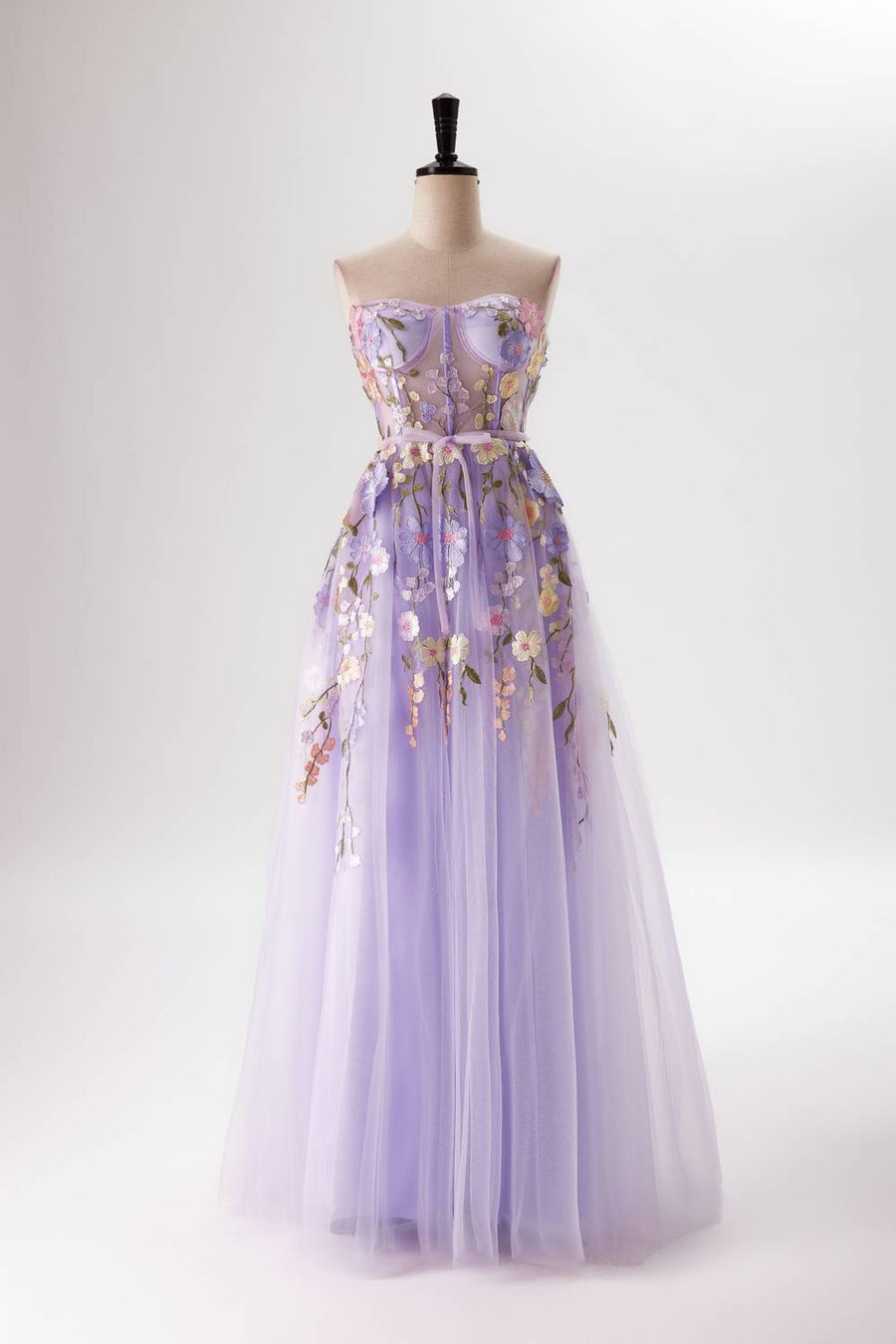 us 4 Lavender Floral Corset A-line Long Dress Ohmollydress us 4 Lavender Floral Corset A-line Long Dress Ohmollydress