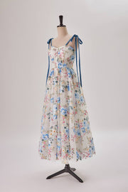 us 4 Blue Floral Tea Length A-line Party Dress