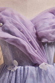 Off the Shoulder Lilac A-line Short Princess Dress