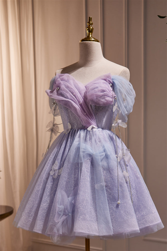 Off the Shoulder Lilac A-line Short Princess Dress