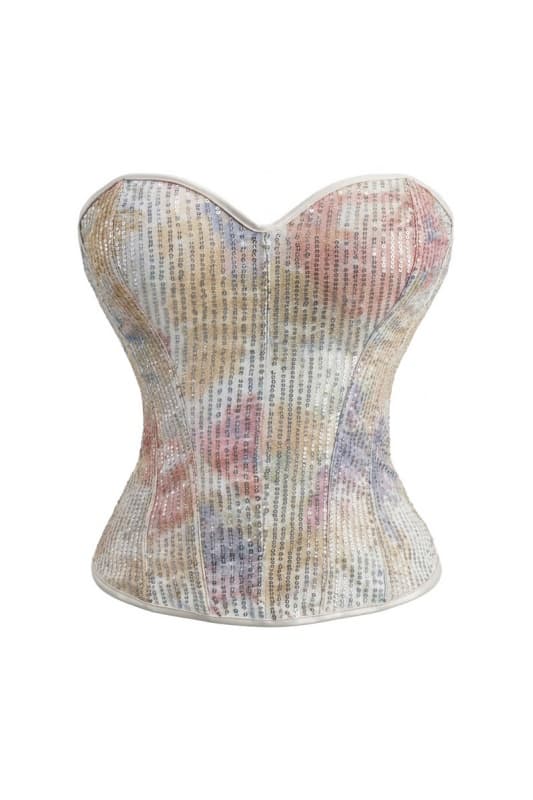 Floral Sequined Sweetheart Corset Top
