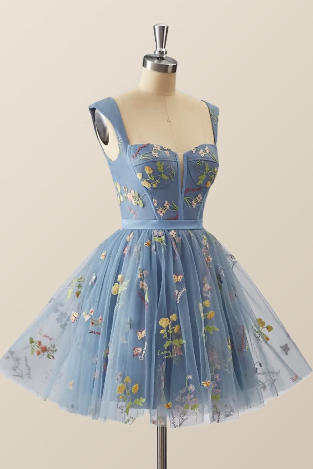 Weitese Dress A-line Chic 3D Floral Scoop Short Sleeve Short Party Dress Prom Dress Homecoming Dress main image 1