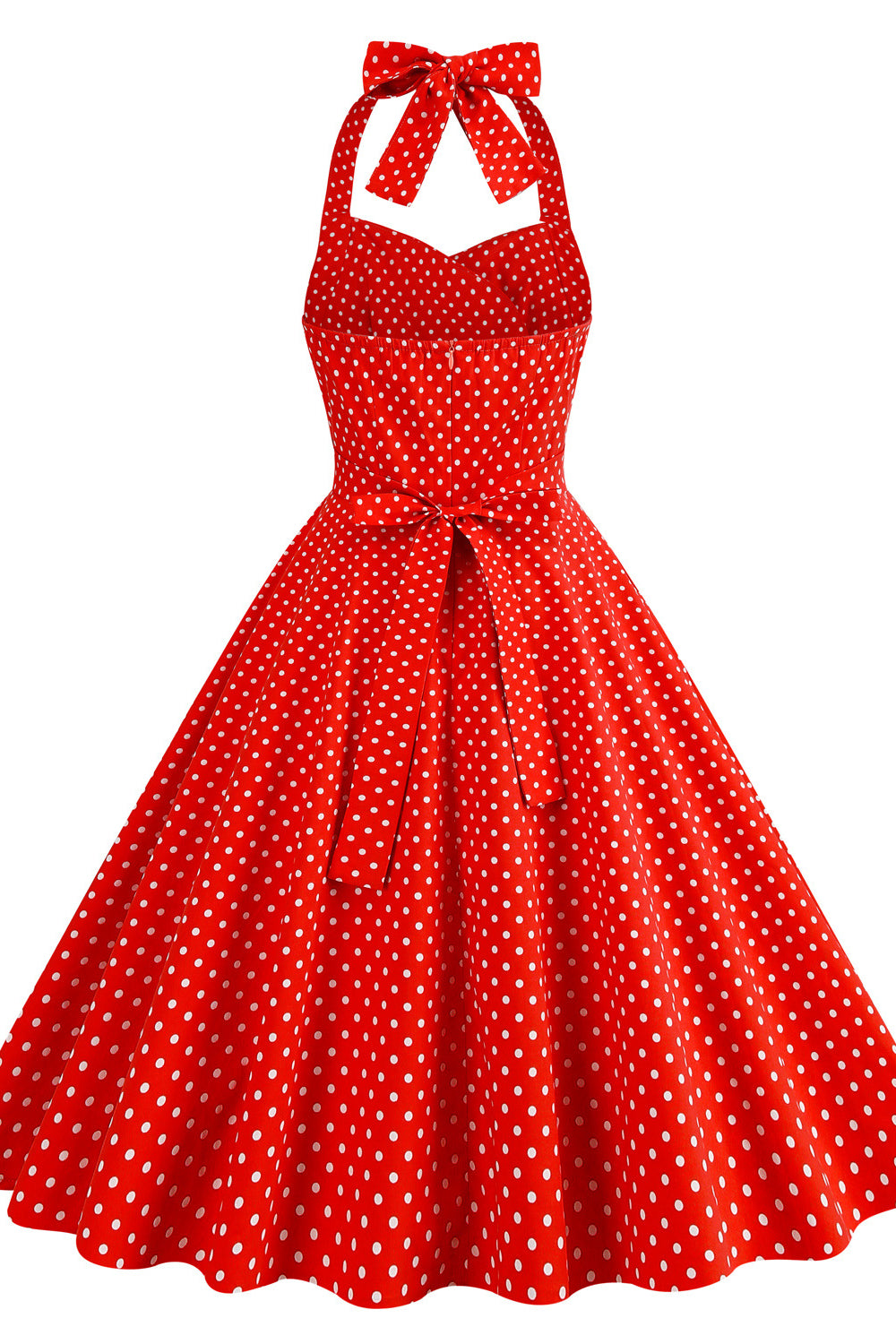 Halter Red Polk Dots Swing Dress
