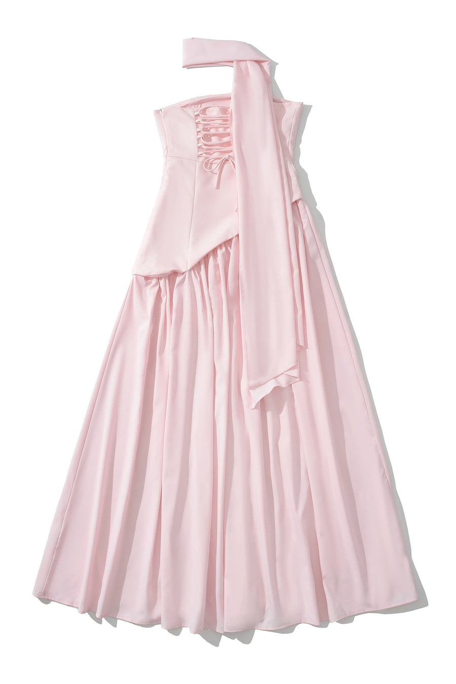 Side Slit Halter Tie Strapless Long Dress