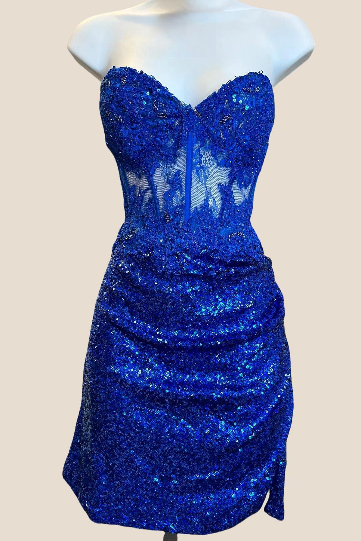 Strapless Royal Blue Sequin Tight Short Dress Ohmollydress Strapless Royal Blue Sequin Tight Short Dress Ohmollydress